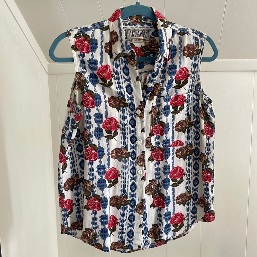 Vintage Western sleeveless button down